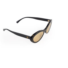 Chanel Oval Acetate Cat Eye Sunglasses Black