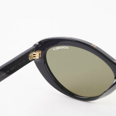Chanel Oval Acetate Cat Eye Sunglasses Black