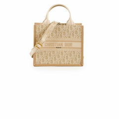 Dior Small Booktote Oblique Chambray Calfskin Gold/Natural