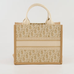 Dior Small Booktote Oblique Chambray Calfskin Gold/Natural