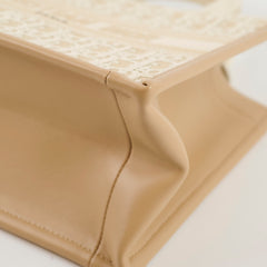 Dior Small Booktote Oblique Chambray Calfskin Gold/Natural