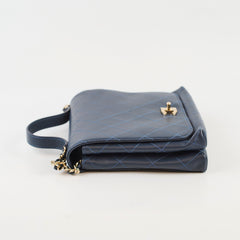 Chanel Quilted Calfskin Top Handle Navy