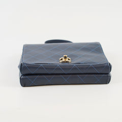 Chanel Quilted Calfskin Top Handle Navy