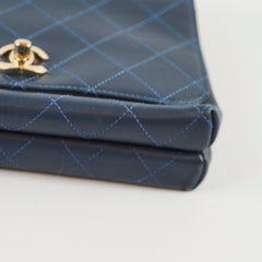 Chanel Quilted Calfskin Top Handle Navy
