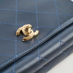 Chanel Quilted Calfskin Top Handle Navy