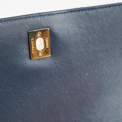 Chanel Quilted Calfskin Top Handle Navy