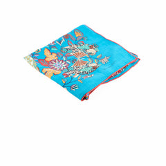 Hermès 140 Fleurs et Papillons de Tissus Cashmere Shawl Blue
