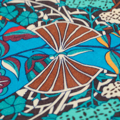 Hermès 140 Fleurs et Papillons de Tissus Cashmere Shawl Blue