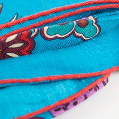 Hermès 140 Fleurs et Papillons de Tissus Cashmere Shawl Blue