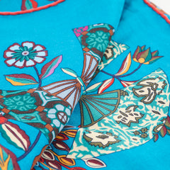 Hermès 140 Fleurs et Papillons de Tissus Cashmere Shawl Blue
