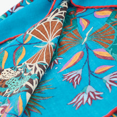 Hermès 140 Fleurs et Papillons de Tissus Cashmere Shawl Blue