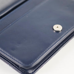 Chanel Quilted Lambskin WOC Double Stitched Wallet On Chain Navy