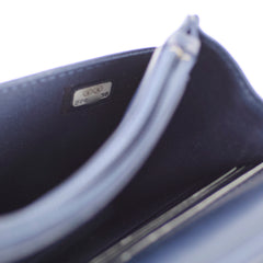 Chanel Quilted Lambskin WOC Double Stitched Wallet On Chain Navy