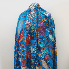 Hermès 140 Fleurs et Papillons de Tissus Cashmere Shawl Blue