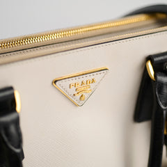 Prada Saffiano Galleria Tote Two Tone Black/White