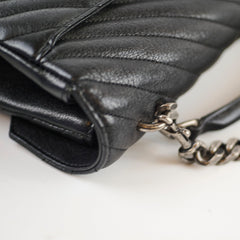 Saint Laurent Large College Chevron Calfskin Black