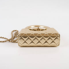 Chanel Shiny Calfskin Metallic Nano Shopper Tote Gold (Microchip)
