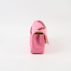 Chanel Lambskin Mini Rectangular Iridescent Rainbow Hardware Pink
