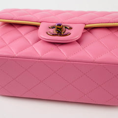 Chanel Lambskin Mini Rectangular Iridescent Rainbow Hardware Pink
