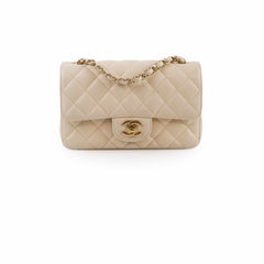 Chanel Mini Rectangular Caviar Cream/White