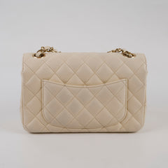 Chanel Mini Rectangular Caviar Cream/White