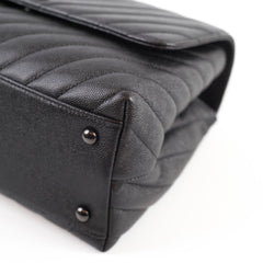 Chanel Caviar Medium Coco Handle Chevron Black