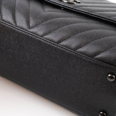 Chanel Caviar Medium Coco Handle Chevron Black