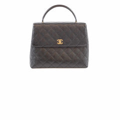 Chanel Vintage 24k Caviar Kelly Top Handle Black