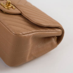 Chanel Caviar Mini Square Chevron Beige