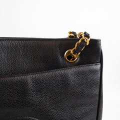 Chanel CC Front Pocket Tote Caviar Black 18k Gold