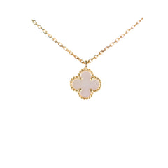 Van Cleef & Arpels Sweet Alhambra Mother Of Pearl MOP Yellow Gold Necklace