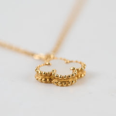 Van Cleef & Arpels Sweet Alhambra Mother Of Pearl MOP Yellow Gold Necklace