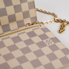 Louis Vuitton Pochette Trunk Wallet On Chain Damier Azur