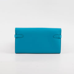Hermès Kelly Long Wallet Turquoise Blue- T Stamp