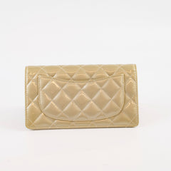 Chanel Long Wallet Yen Wallet Beige Patent