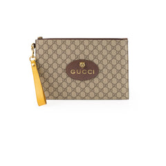 Gucci Neo Vintage Supreme Tiger Wristlet Pouch Beige
