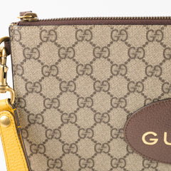 Gucci Neo Vintage Supreme Tiger Wristlet Pouch Beige