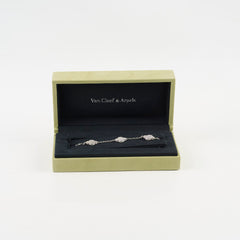 Van Cleef & Arpels Alhambra 5 Motif MOP Mother Of Pearl Bracelet White Gold