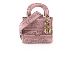 Christian Dior Lady Dior Mini Pink D-Lite Embroidered