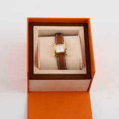 Hermes H Watch Gold PM with Barenia Strap