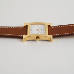 Hermes H Watch Gold PM with Barenia Strap