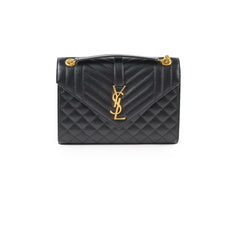Saint Laurent Envelope Quilted Embossed Medium Black