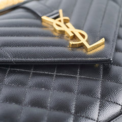 Saint Laurent Envelope Quilted Embossed Medium Black