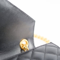 Saint Laurent Envelope Quilted Embossed Medium Black