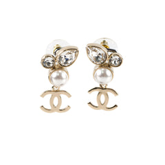 Chanel Pear Crystal Drop Earrings