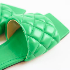 Bottega Veneta Green Padded Quilted Slides 38.5 Shoes