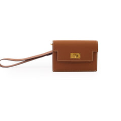Hermes Kelly Pochet Slim Wristlet Gold Epsom