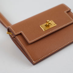 Hermes Kelly Pochet Slim Wristlet Gold Epsom