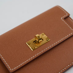 Hermes Kelly Pochet Slim Wristlet Gold Epsom