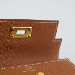 Hermes Kelly Pochet Slim Wristlet Gold Epsom